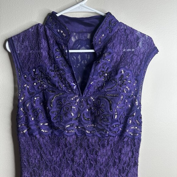 Sue Wong Nocturne Dress Size 8 Purple Beaded Corset Sequin Cocktail Goth Fairy - Picture 2 of 16